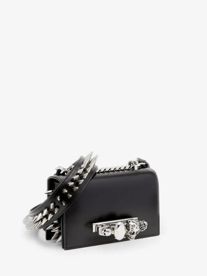Women Mini Bags Alexander McQueen The Biker Studded Mini Jewelled Satchel Black