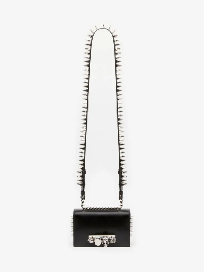 Women Mini Bags Alexander McQueen The Biker Studded Mini Jewelled Satchel Black