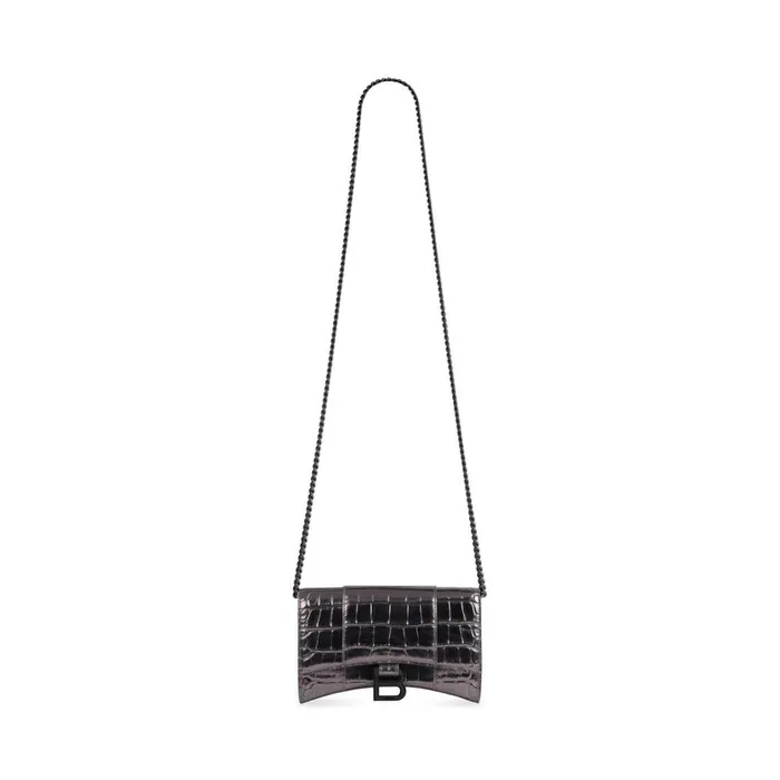 Women Mini Bags Balenciaga Hourglass Wallet On Chain In Silver