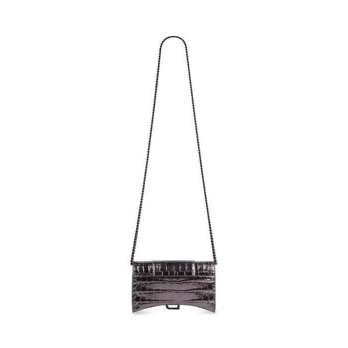 Women Mini Bags Balenciaga Hourglass Wallet On Chain In Silver