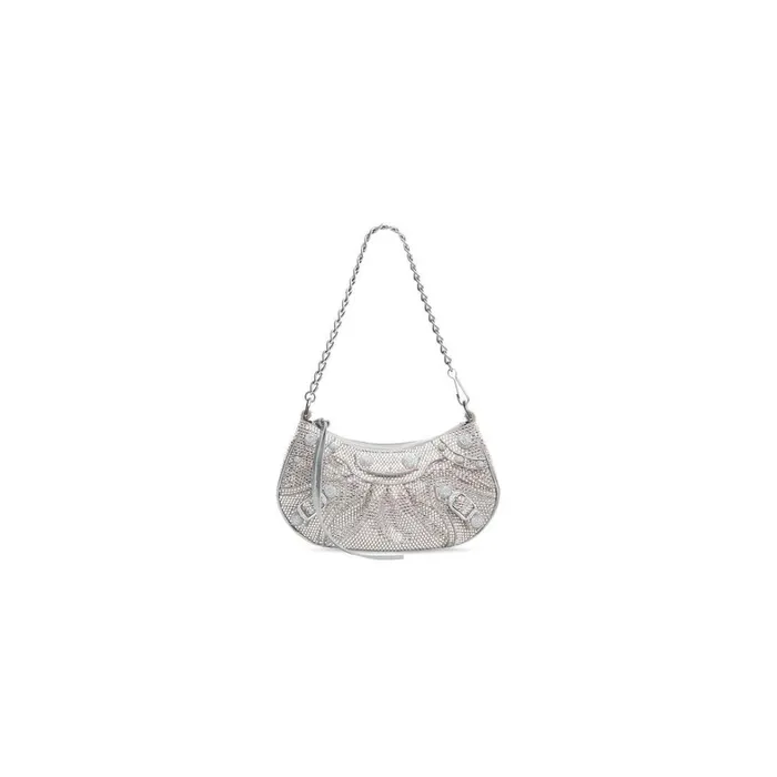 Women Mini Bags Balenciaga Le Cagole Mini Bag With Chain And Rhinestones In Grey