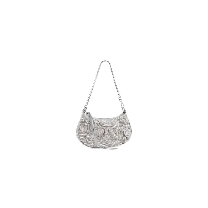 Women Mini Bags Balenciaga Le Cagole Mini Bag With Chain And Rhinestones In Grey