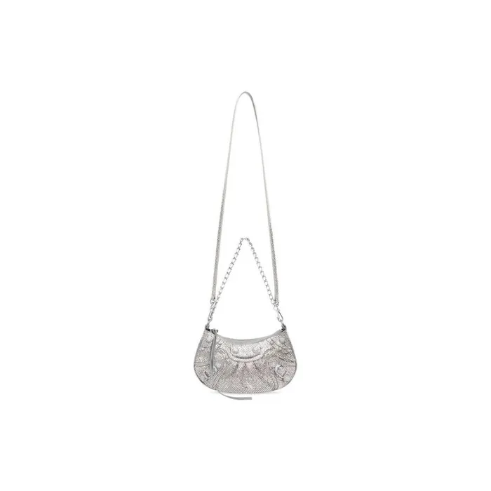 Women Mini Bags Balenciaga Le Cagole Mini Bag With Chain And Rhinestones In Grey