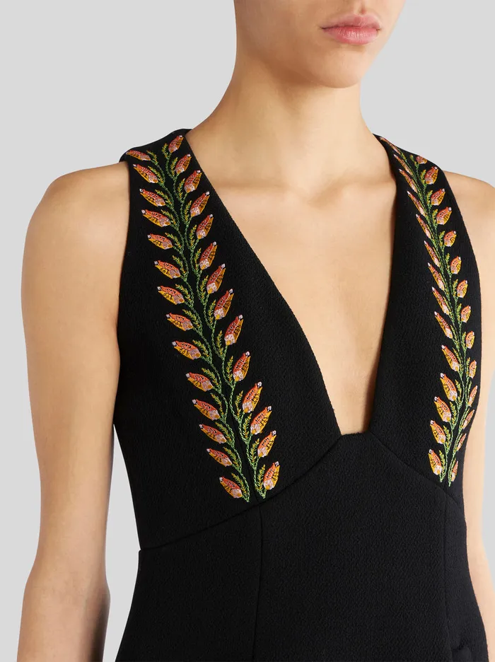 Women Mini Dress In Wool And Floral Embroidery Etro Dresses