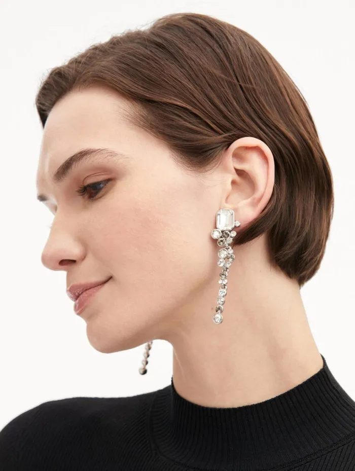 Women Mixed Crystal ClipOn Earrings Crystal Oscar De La Renta Earrings Women Mixed Crystal ClipOn Earrings Crystal Oscar De La Renta Earrings