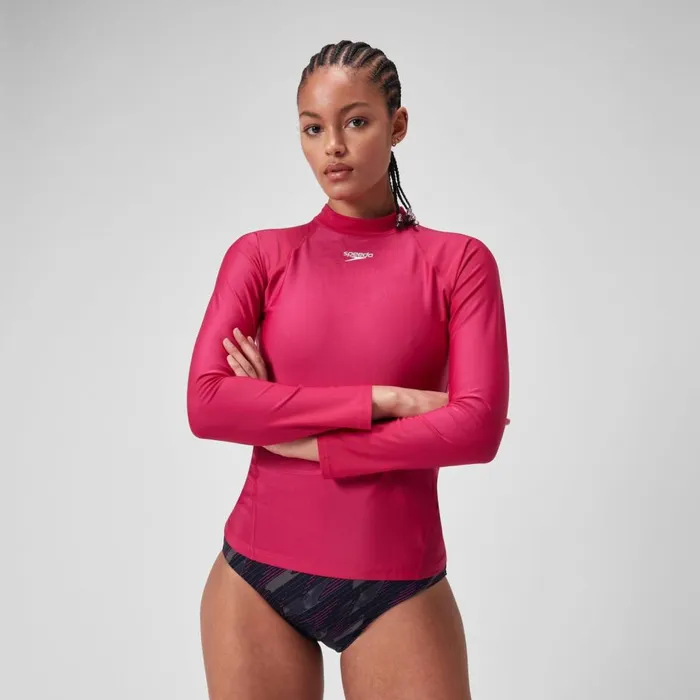 Women Modest Swimwear Speedo Women039sLong Sleeve Rash Top Purple