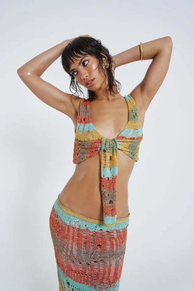 Women Multi Knitted Tie Top Jaded London Knitwear