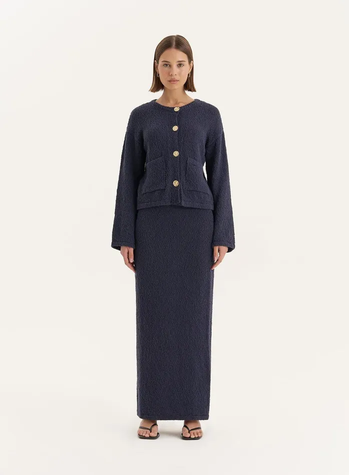 Women Navy Knitted Maxi Skirt Sharni 4th and Reckless Skirts