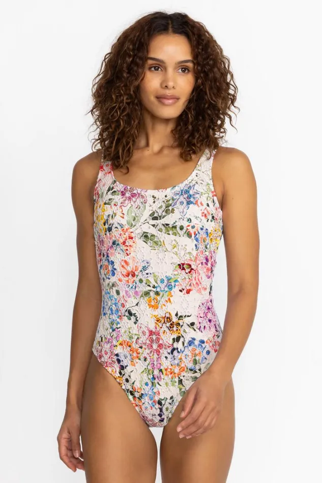 Women NEON JUNGLE EYELET ONE PIECE Neon Jungle Johnny Was Swim and Resort