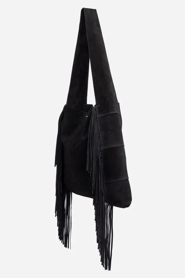 Women NERO ITALIAN SUEDE FRINGE HOBO Black Johnny Was Handbags Women NERO ITALIAN SUEDE FRINGE HOBO Black Johnny Was Handbags