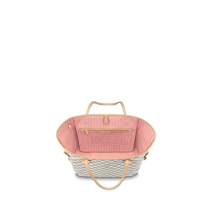 Women Neverfull Bag Louis Vuitton Louis Vuitton N41605 Neverfull MM Rose Ballerine Damier Azur Canvas 8211 Louis Vuitton Handbag Store