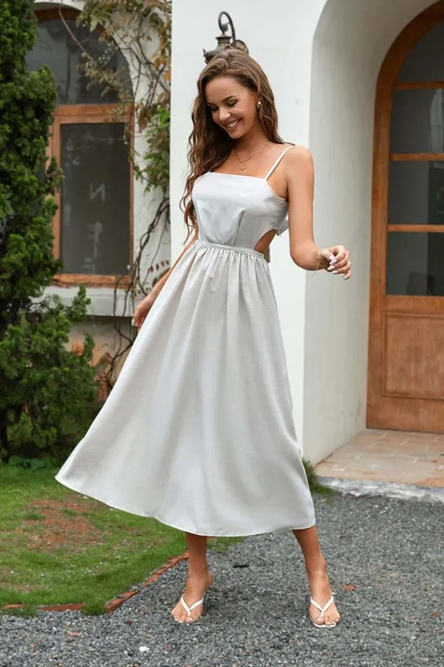 Women New In Dresses Cupshe Constance Thin Straps Square Neck Backless AShape Dress Grey Women New In Dresses Cupshe Constance Thin Straps Square Neck Backless AShape Dress Grey