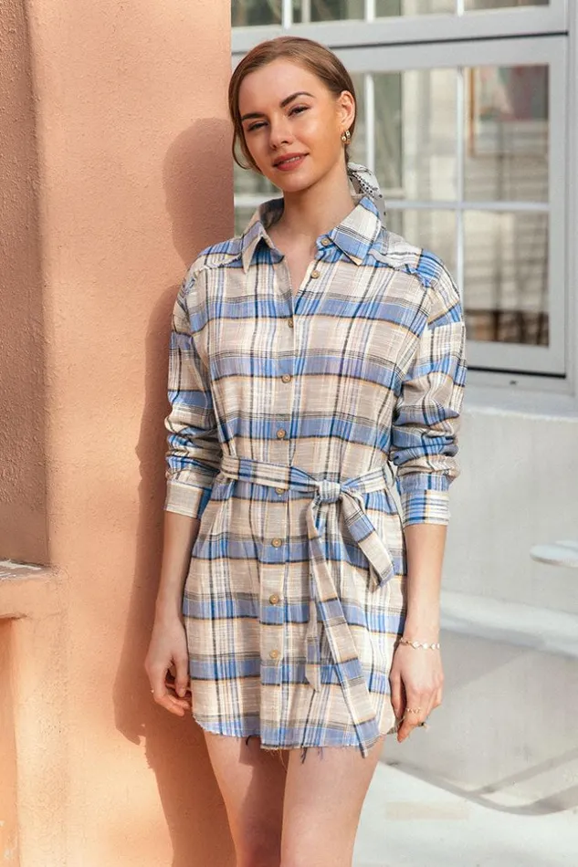Women New In Dresses Cupshe Giana Mini Length Button Shift Tie Dress Multicolor