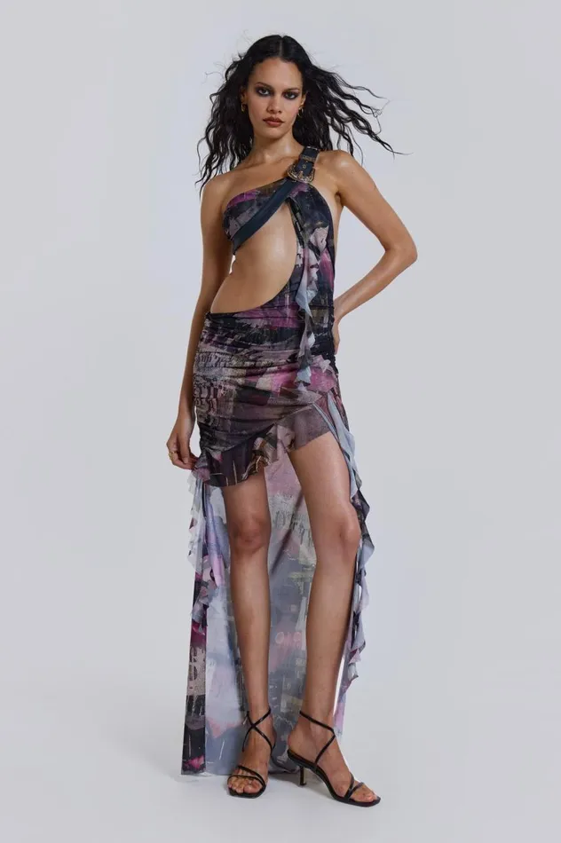 Women One Shoulder Draped Maxi Dress With Western Belt Jaded London Maxi Dresses Women One Shoulder Draped Maxi Dress With Western Belt Jaded London Maxi Dresses