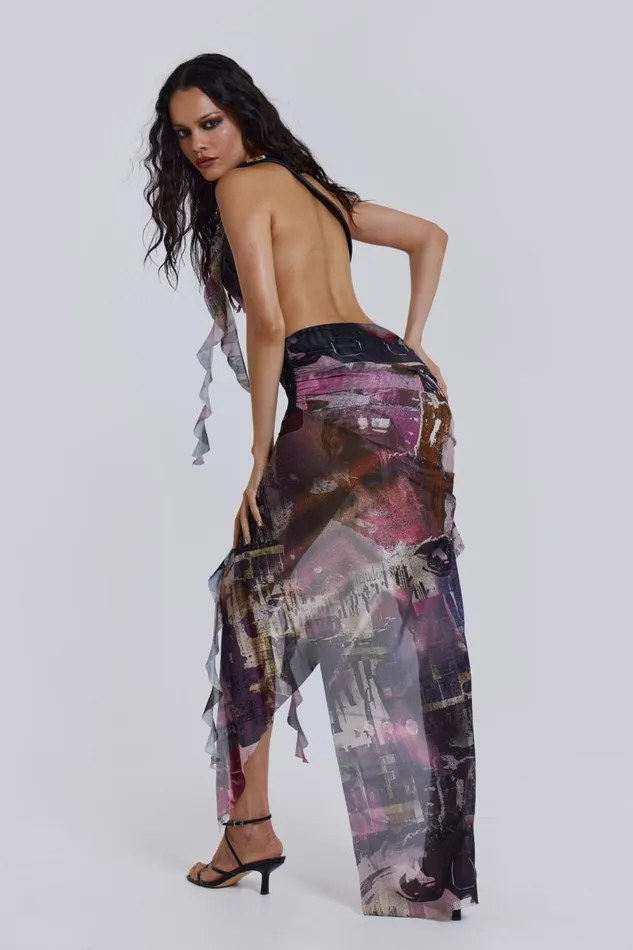 Women One Shoulder Draped Maxi Dress With Western Belt Jaded London Maxi Dresses