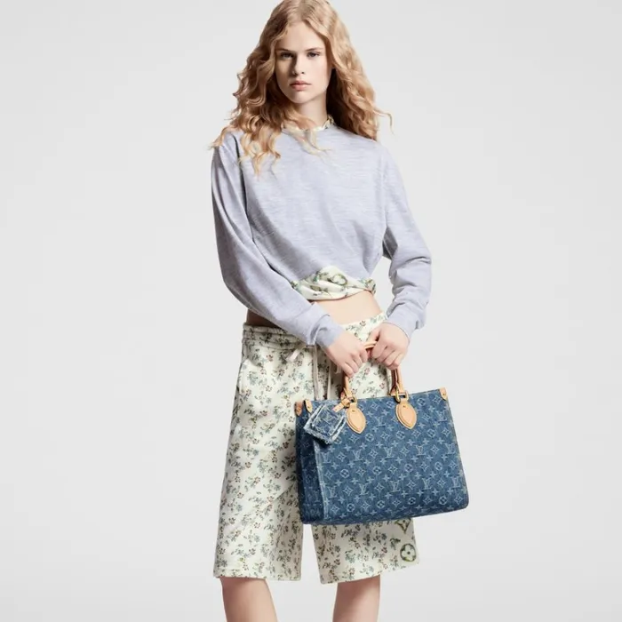 Women Onthego Bag Louis Vuitton Louis Vuitton M46871 OnTheGo MM Denim Blue 8211 Louis Vuitton Handbag Store
