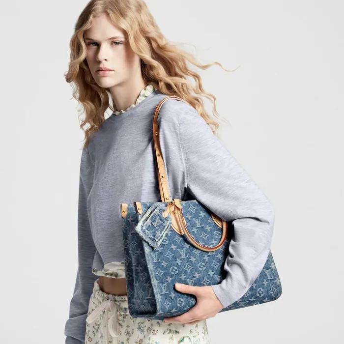 Women Onthego Bag Louis Vuitton Louis Vuitton M46871 OnTheGo MM Denim Blue 8211 Louis Vuitton Handbag Store