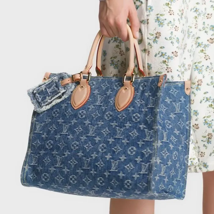 Women Onthego Bag Louis Vuitton Louis Vuitton M46871 OnTheGo MM Denim Blue 8211 Louis Vuitton Handbag Store