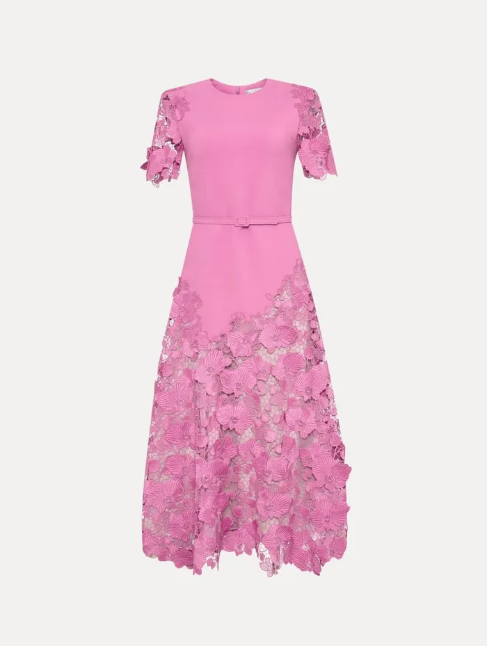 Women Orchid Guipure Lace Inset Dress Rosehip Oscar De La Renta Dresses