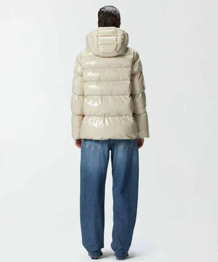 Women Outerwear Pinko Crystal Nylon Pea Jacket Beige Women Outerwear Pinko Crystal Nylon Pea Jacket Beige