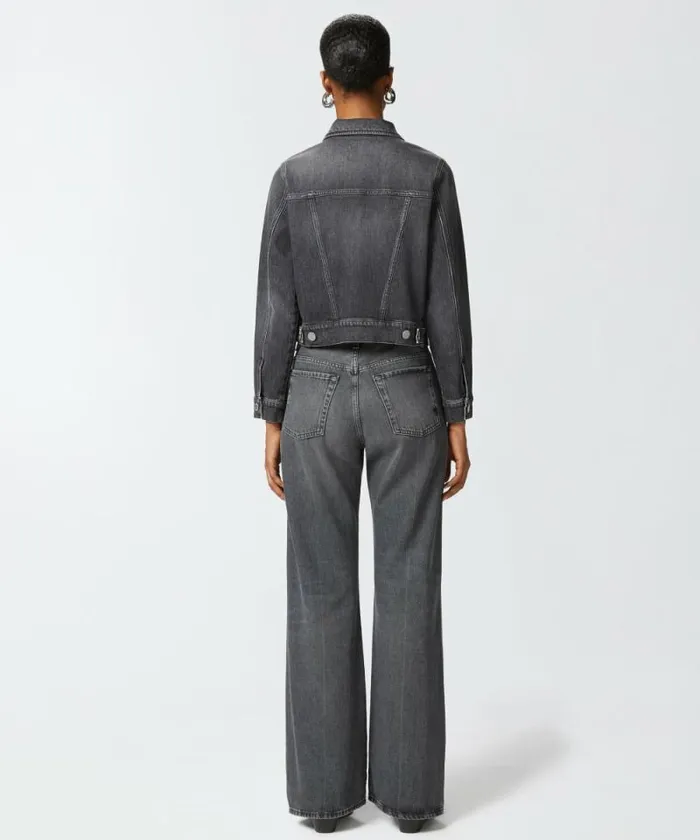Women Outerwear Pinko Dark Grey Denim Jacket Dark Grey Dirty Wash Women Outerwear Pinko Dark Grey Denim Jacket Dark Grey Dirty Wash