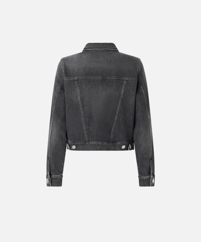 Women Outerwear Pinko Dark Grey Denim Jacket Dark Grey Dirty Wash Women Outerwear Pinko Dark Grey Denim Jacket Dark Grey Dirty Wash