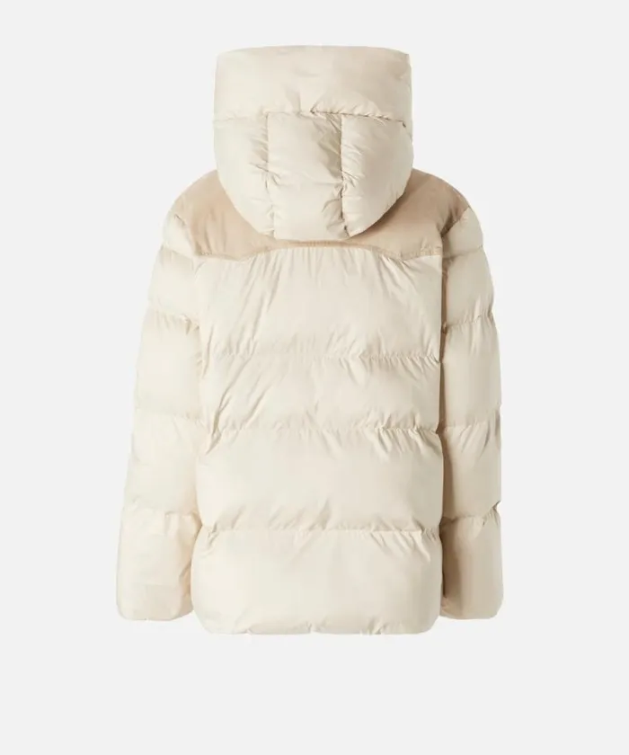 Women Outerwear Pinko Padded Cropped Puffer Jacket With Canvas Insert Oyster Grey Women Outerwear Pinko Padded Cropped Puffer Jacket With Canvas Insert Oyster Grey