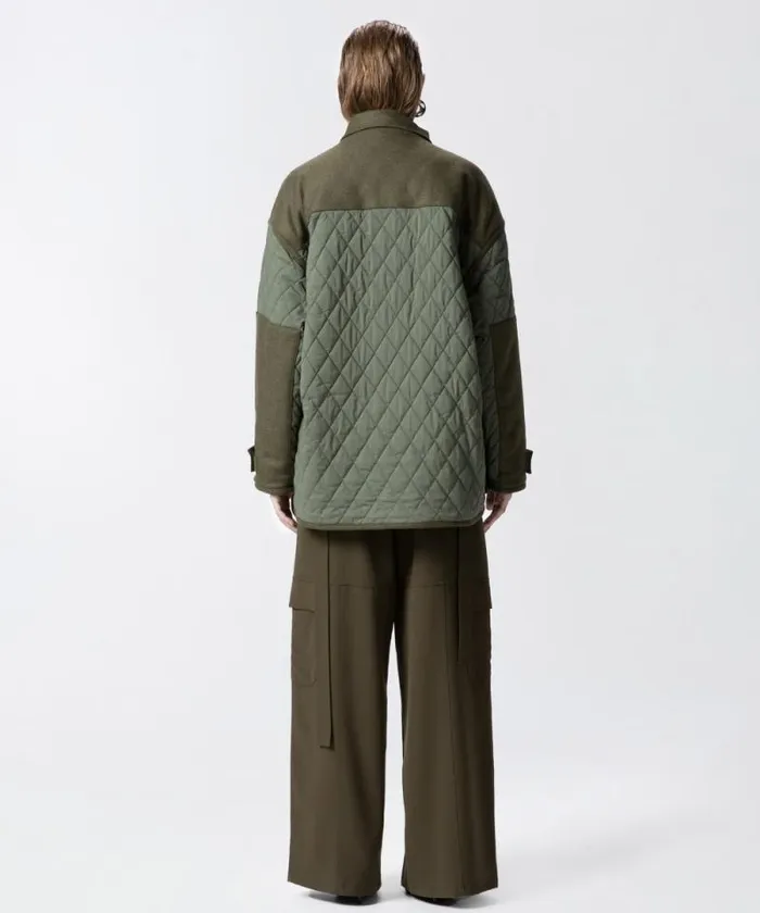 Women Outerwear Pinko Quilted Parka With Felt Details Olive Night Green Women Outerwear Pinko Quilted Parka With Felt Details Olive Night Green