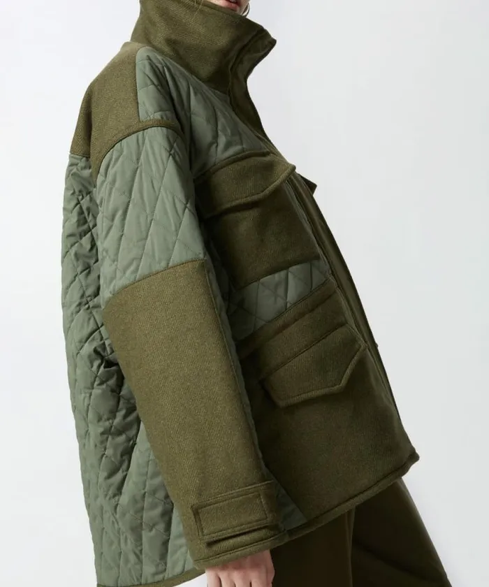 Women Outerwear Pinko Quilted Parka With Felt Details Olive Night Green Women Outerwear Pinko Quilted Parka With Felt Details Olive Night Green