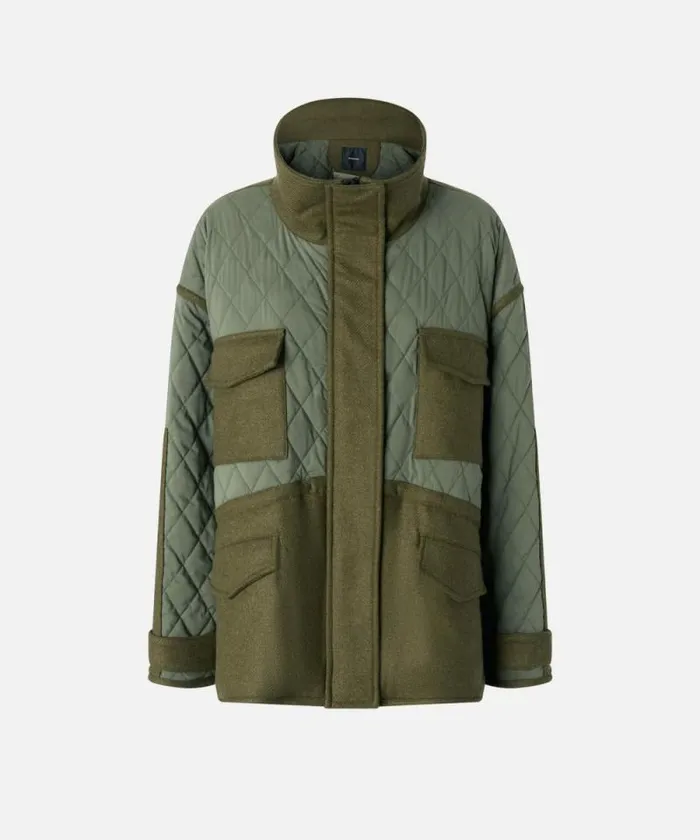 Women Outerwear Pinko Quilted Parka With Felt Details Olive Night Green Women Outerwear Pinko Quilted Parka With Felt Details Olive Night Green