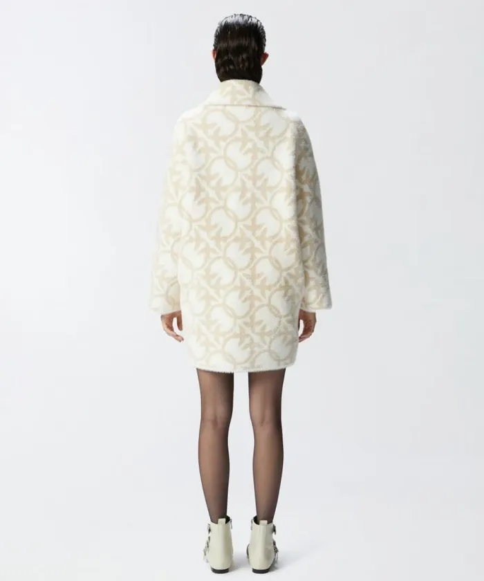 Women Outerwear Pinko Short Faux Fur Coat With Logo Creambeige Women Outerwear Pinko Short Faux Fur Coat With Logo Creambeige