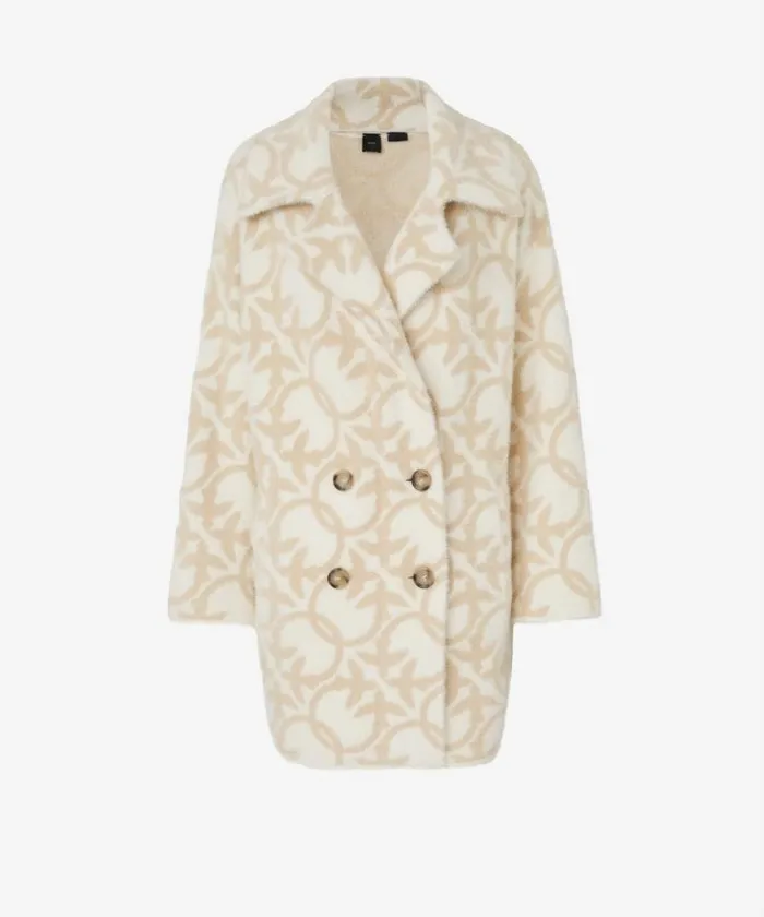 Women Outerwear Pinko Short Faux Fur Coat With Logo Creambeige Women Outerwear Pinko Short Faux Fur Coat With Logo Creambeige