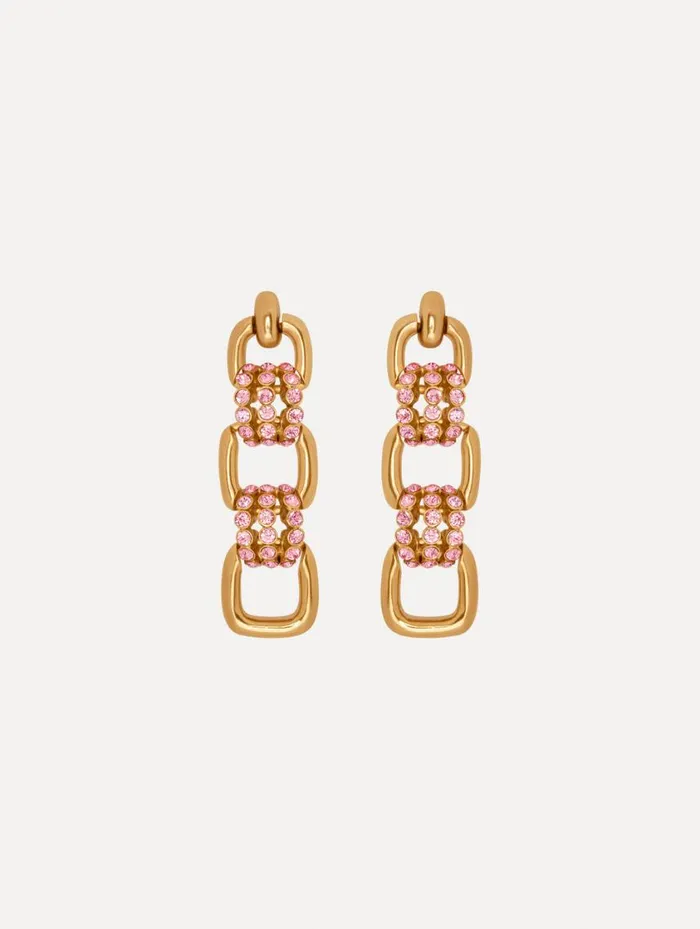Women Pav Link Drop Earrings Rose Oscar De La Renta Earrings