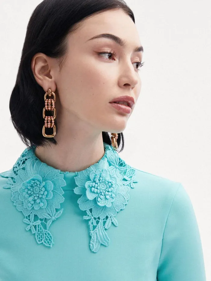 Women Pav Link Drop Earrings Rose Oscar De La Renta Earrings Women Pav Link Drop Earrings Rose Oscar De La Renta Earrings