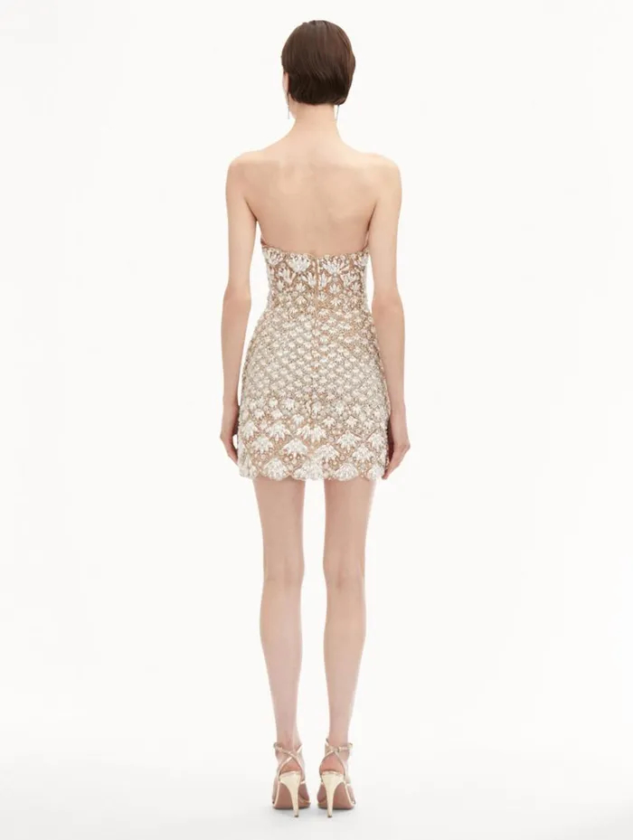 Women Pearl Embroidered Scallop Dress Pearl Oscar De La Renta Dresses Women Pearl Embroidered Scallop Dress Pearl Oscar De La Renta Dresses