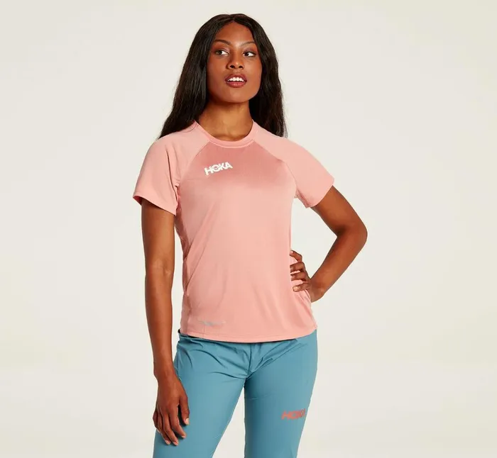 Women Performance Short Sleeve Rosette HOKA ONE ONE Tops