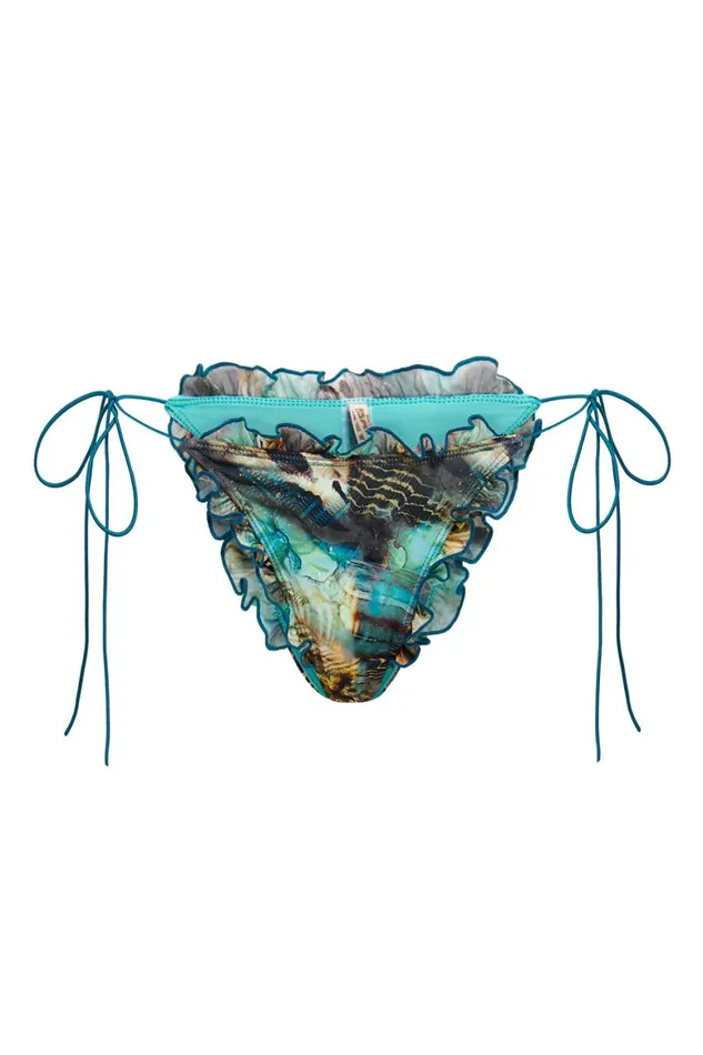 Women Pigment Smudge Print Ruffle Bikini Bottoms Jaded London Bikini Bottoms
