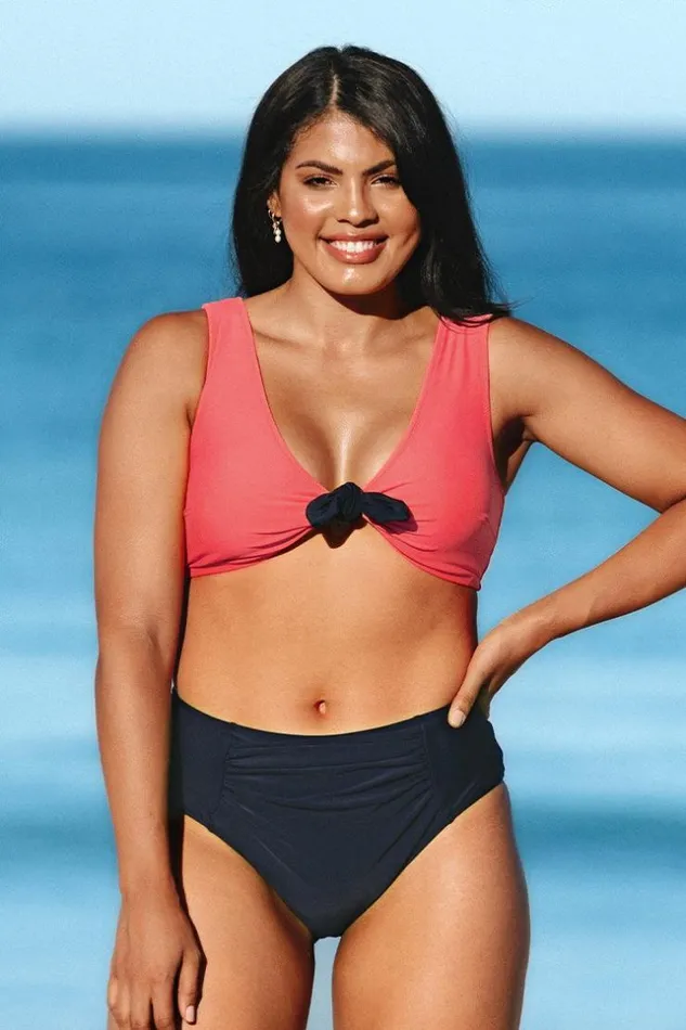 Women Plus Size and Curve Bikinis Cupshe Alora Knotted Front Plus Size Bikini Multicolor Women Plus Size and Curve Bikinis Cupshe Alora Knotted Front Plus Size Bikini Multicolor