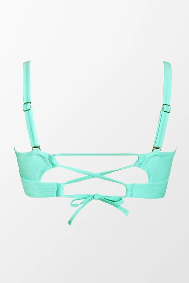 Women Plus Size and Curve Bikinis Cupshe Nature Trip Molded Twist Front Bandeau Plus Size Bikini Top Green