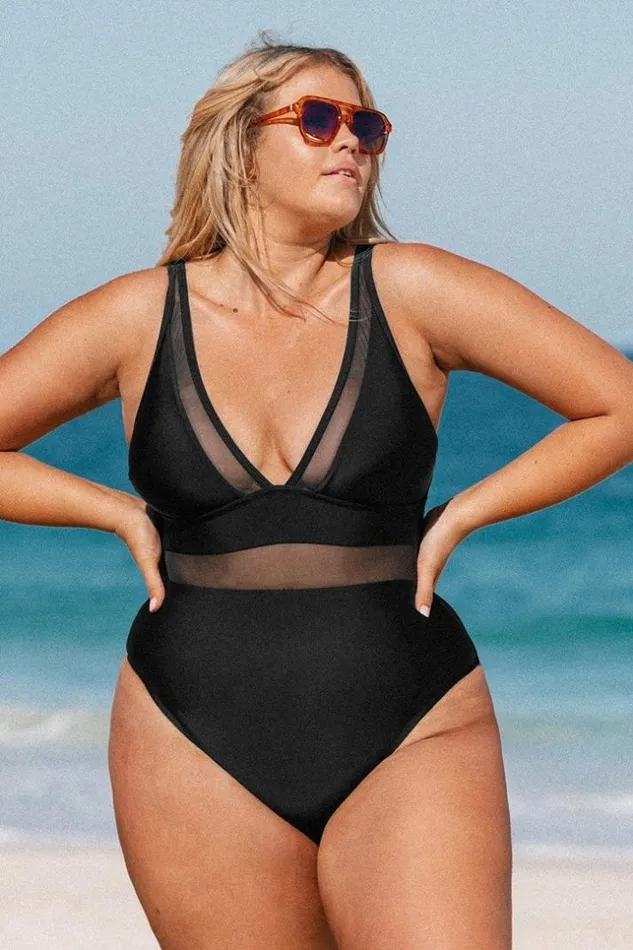 Women Plus Size and Curve Swimsuits Cupshe Omniscient Solid Mesh Panel Plus Size One Piece Swimsuit Black Women Plus Size and Curve Swimsuits Cupshe Omniscient Solid Mesh Panel Plus Size One Piece Swimsuit Black