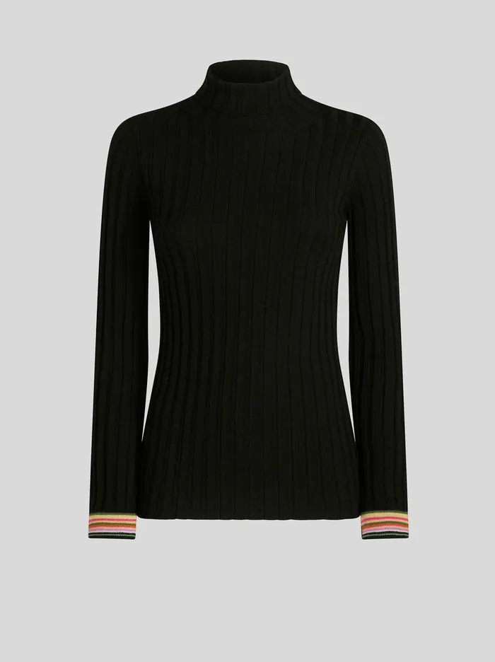 Women Polo Neck Wool Jumper Etro Knitwear