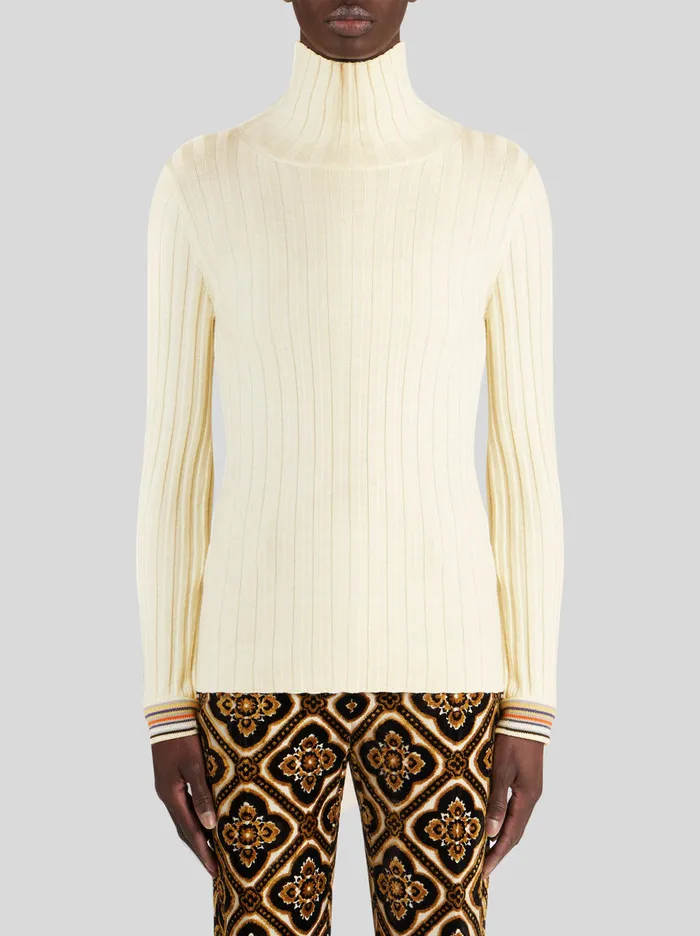 Women Polo Neck Wool Jumper Etro Knitwear