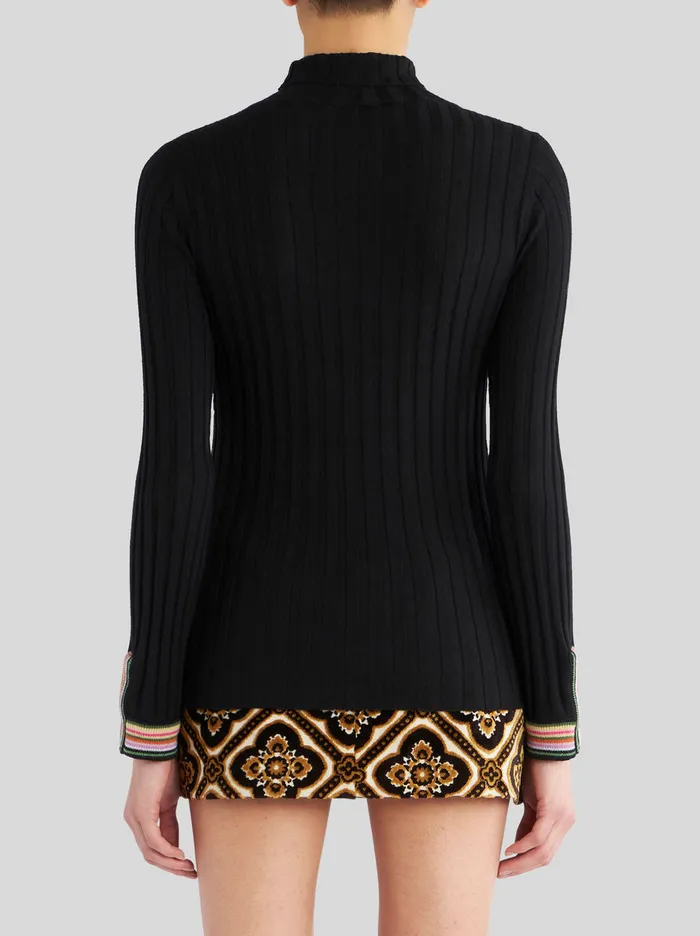 Women Polo Neck Wool Jumper Etro Knitwear