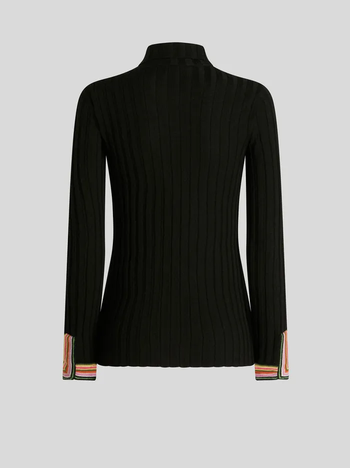Women Polo Neck Wool Jumper Etro Knitwear