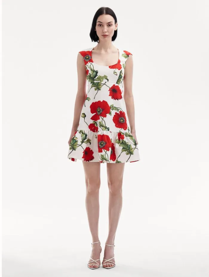 Women Poppy Cotton Cloqu Dress White Red Oscar De La Renta Dresses Women Poppy Cotton Cloqu Dress White Red Oscar De La Renta Dresses