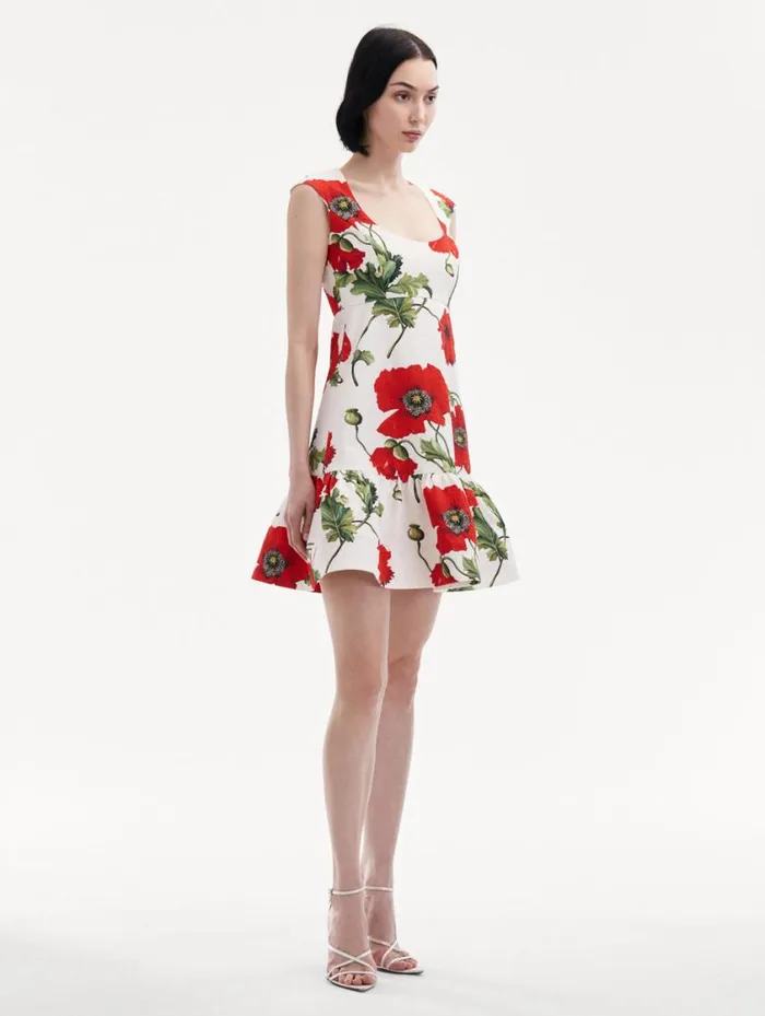 Women Poppy Cotton Cloqu Dress White Red Oscar De La Renta Dresses Women Poppy Cotton Cloqu Dress White Red Oscar De La Renta Dresses