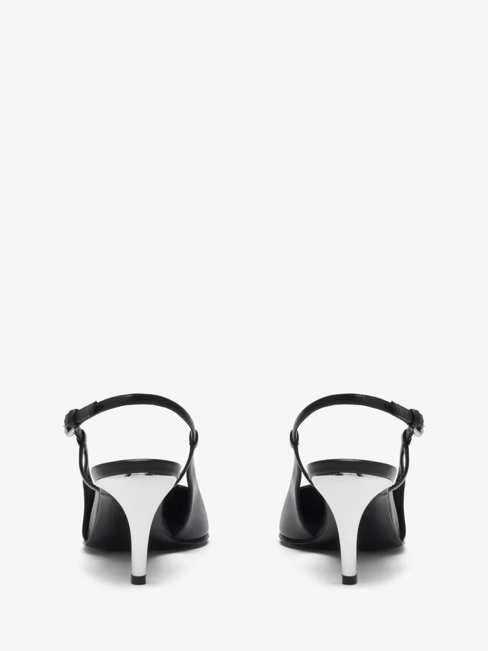 Women Pumps Alexander McQueen Armadillo Slingback Pump Blaclsilvergold