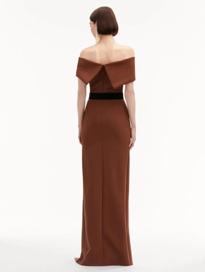 Women RibbonDetailed Off Shoulder Gown Cocoa Oscar De La Renta Gowns and Caftans Women RibbonDetailed Off Shoulder Gown Cocoa Oscar De La Renta Gowns and Caftans