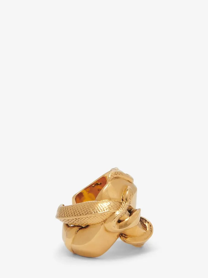 Women Rings Alexander McQueen Snake Ring Antique Gold