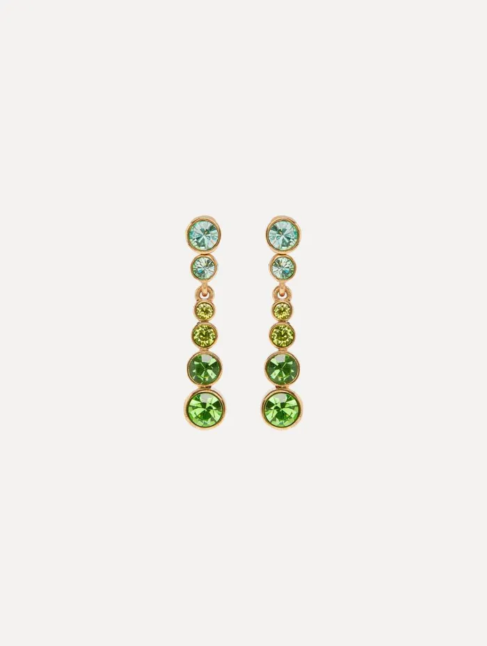 Women Round Stone Drop ClipOn Earrings Green Multi Oscar De La Renta Earrings